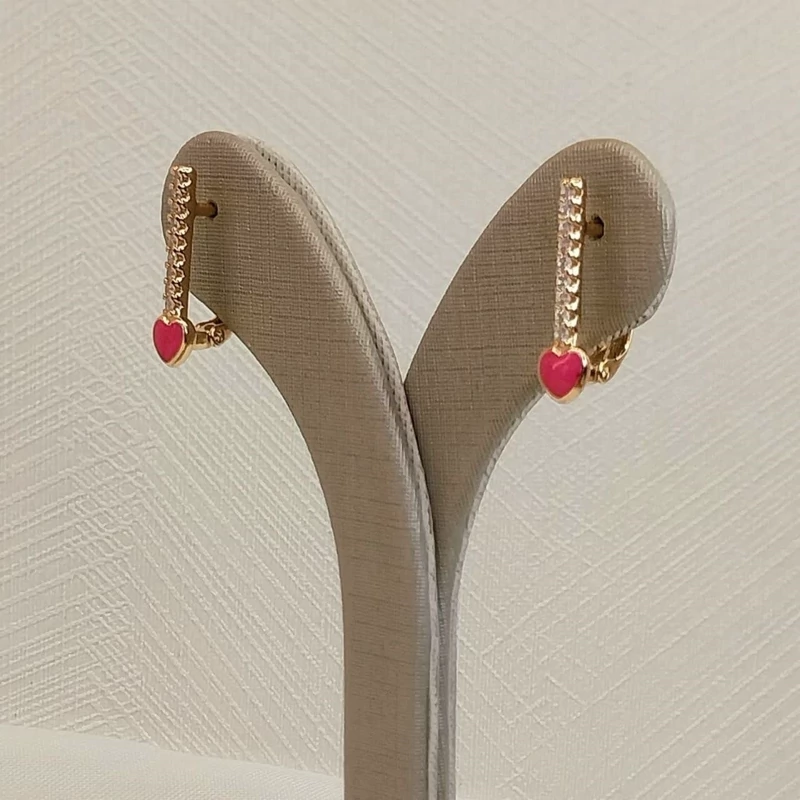 گوشواره قلب و نگین ژوپینگ