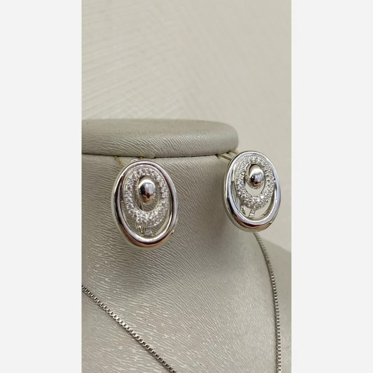 نیم ست سیلور ژوپینگ بیضی کلاسیک نگین دار