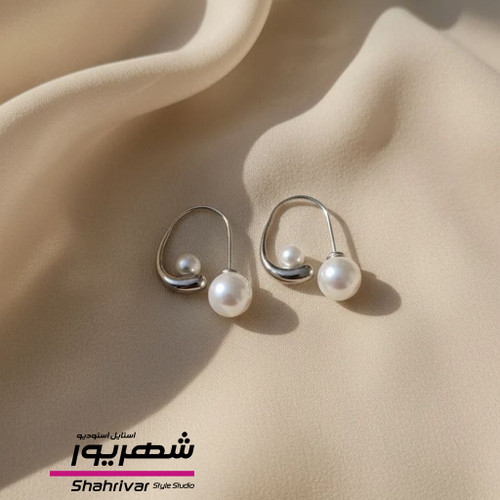 گوشواره مروارید حلقه نقره ای زنانه ژوپینگ