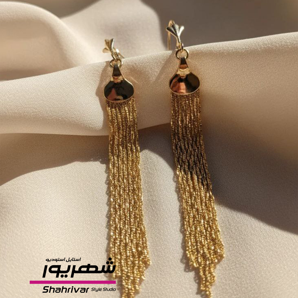 گوشواره طلایی آویز زنجیر ماری زنانه ژوپینگ سایز بزرگ