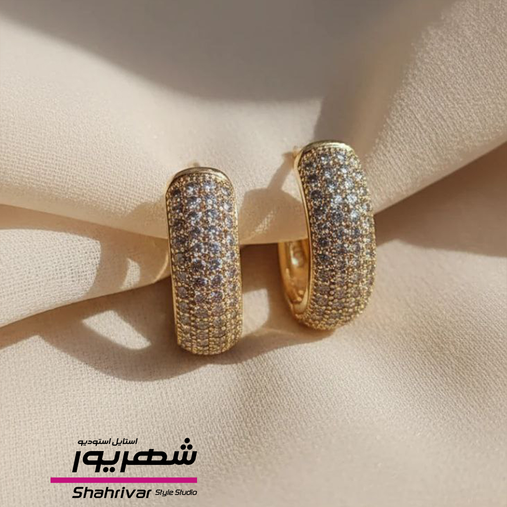 گوشواره طلایی حلقه جواهری زنانه ژوپینگ