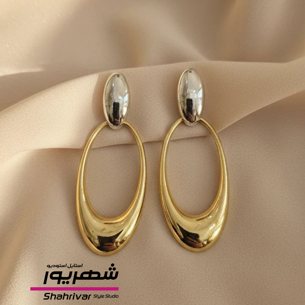 گوشواره میخی طلایی نقره ای سفید زنانه