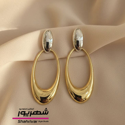 گوشواره میخی طلایی نقره ای سفید زنانه