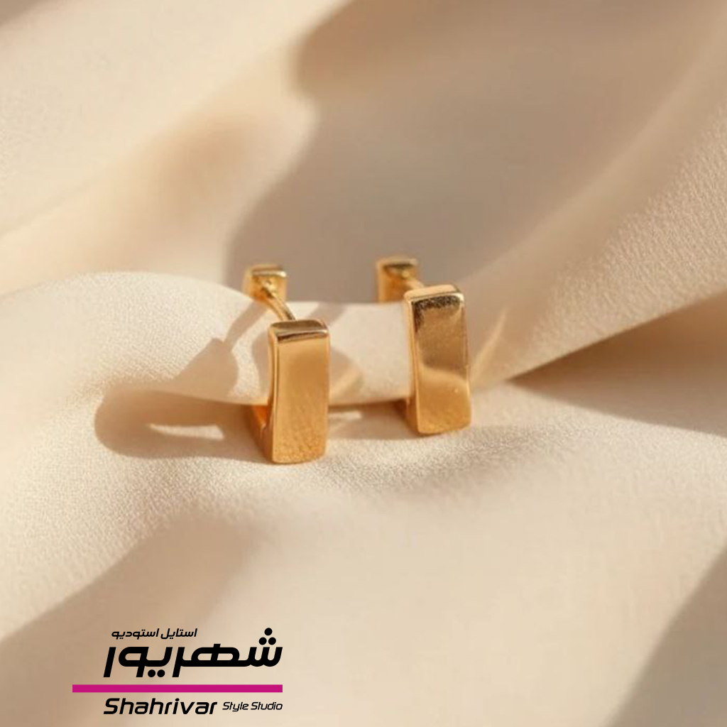 گوشواره طلایی زنانه ژوپینگ طرح طلا مربعی