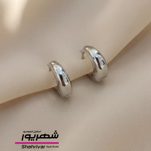 گوشواره حلقه مدرن مینیمال نقره ای زنانه ژوپینگ طرح طلا 2 سانتی متر