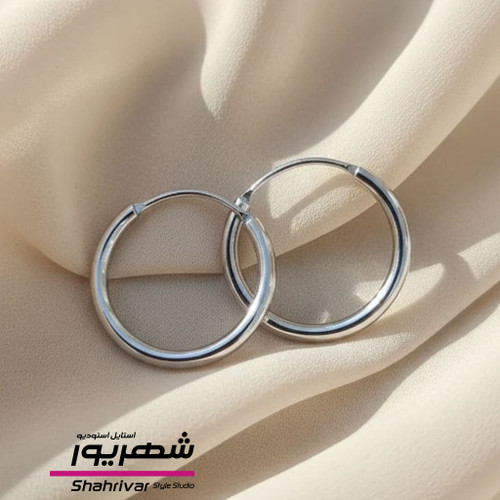 گوشواره حلقه زنانه ژوپینگ طرح طلا 2 سانتی متر نقره ای