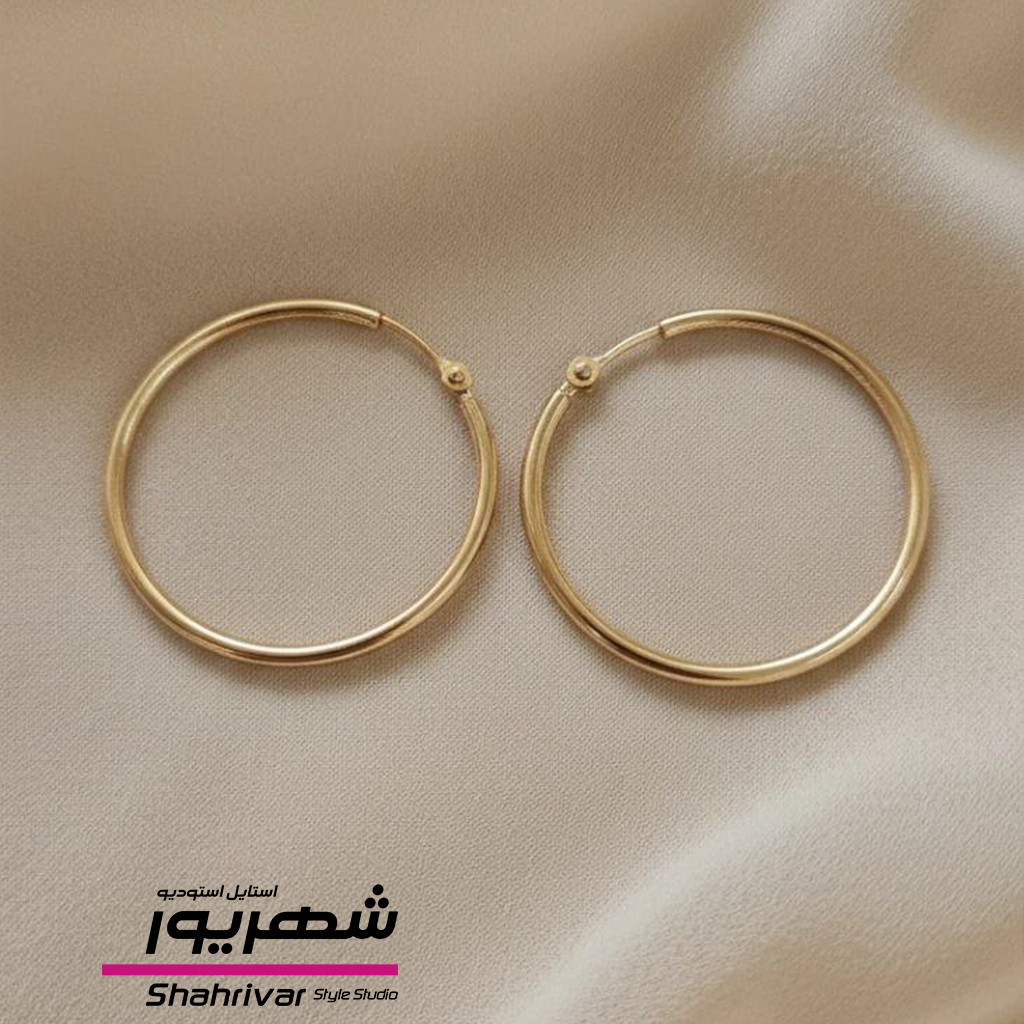 گوشواره حلقه زنانه ژوپینگ طرح طلا 3.5 سانتی متر طلایی
