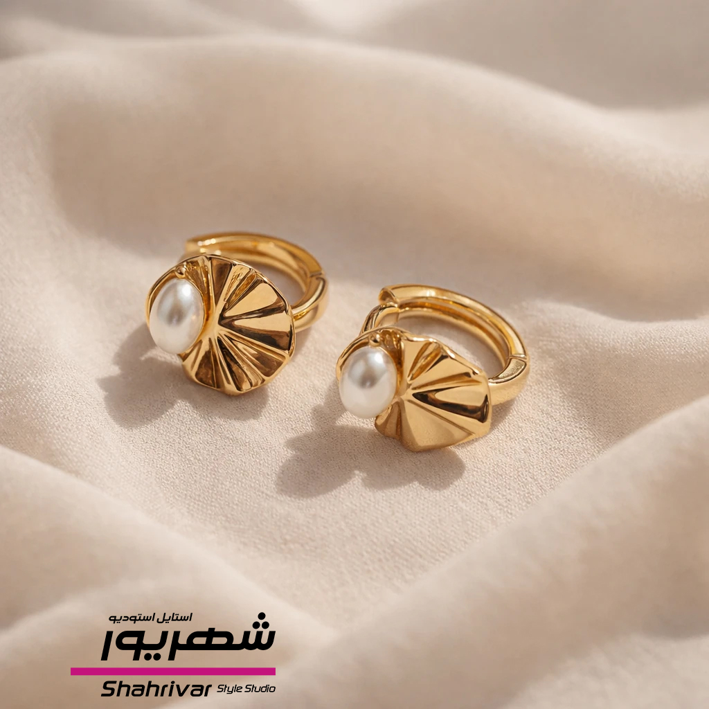 گوشواره حلقه طلایی مروارید ژوپینگ زنانه
