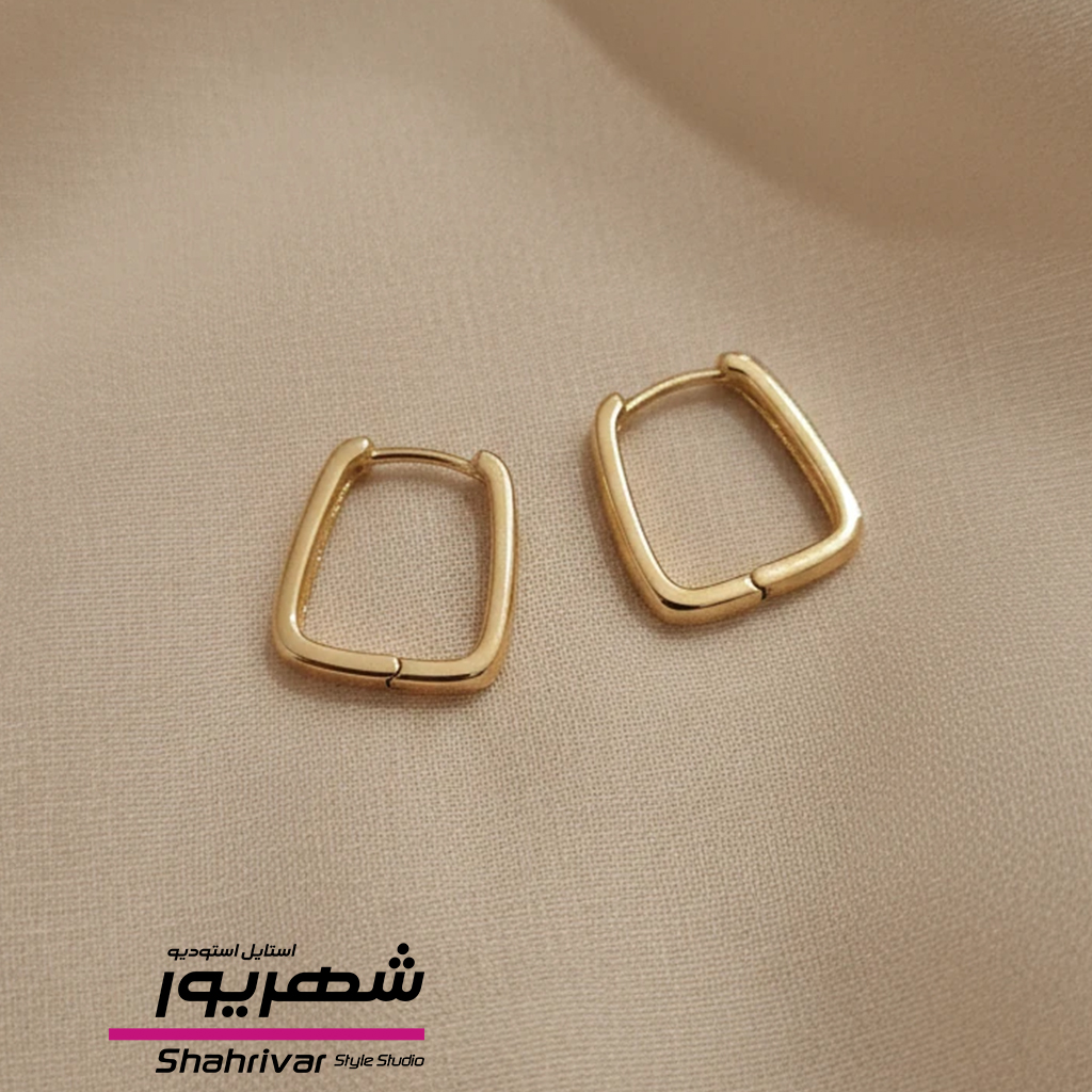 گوشواره حلقه طلایی مینیمال ژوپینگ زنانه طرح طلا