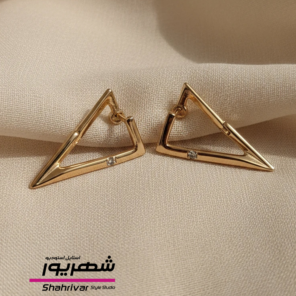گوشواره طلایی مثلث ژوپینگ زنانه طرح طلا