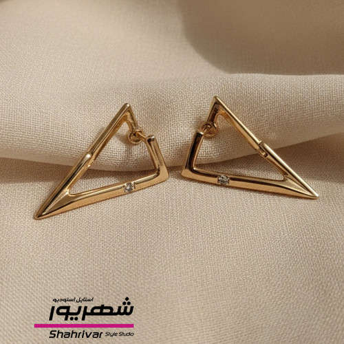 گوشواره طلایی مثلث ژوپینگ زنانه طرح طلا