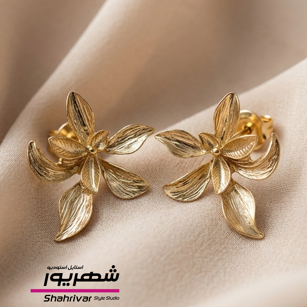 گوشواره میخی طلایی گل