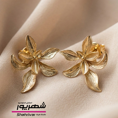 گوشواره میخی طلایی گل