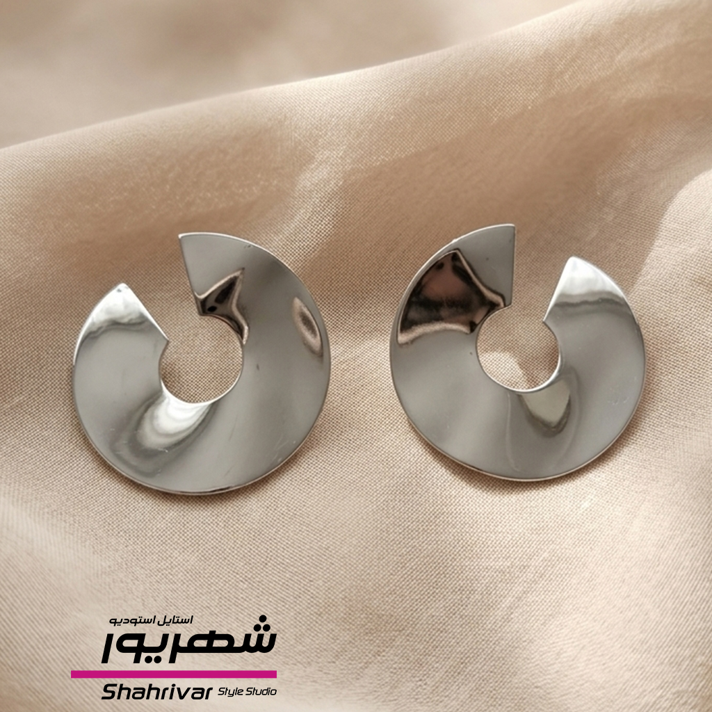 گوشواره میخی نقره ای دایره مدرن