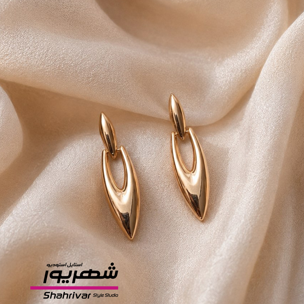 گوشواره زنانه طلایی میخی ژوپینگ طرح طلا