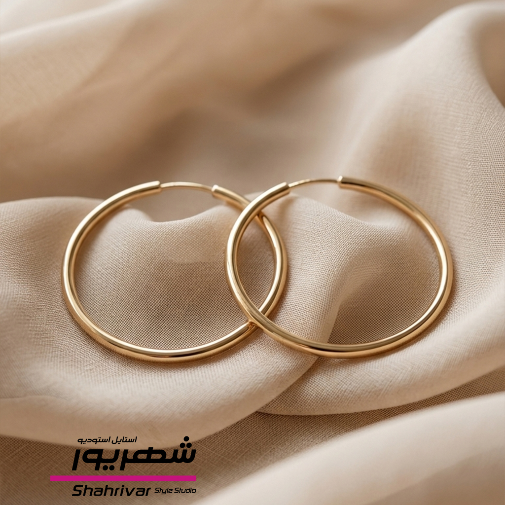 گوشواره زنانه حلقه طلایی طرح طلا ژوپینگ