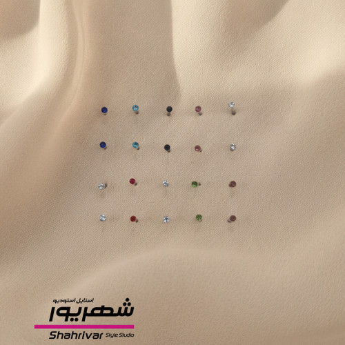 پیرسینگ بینی نقره جواهری نگین رنگی مولتی کالر زنانه