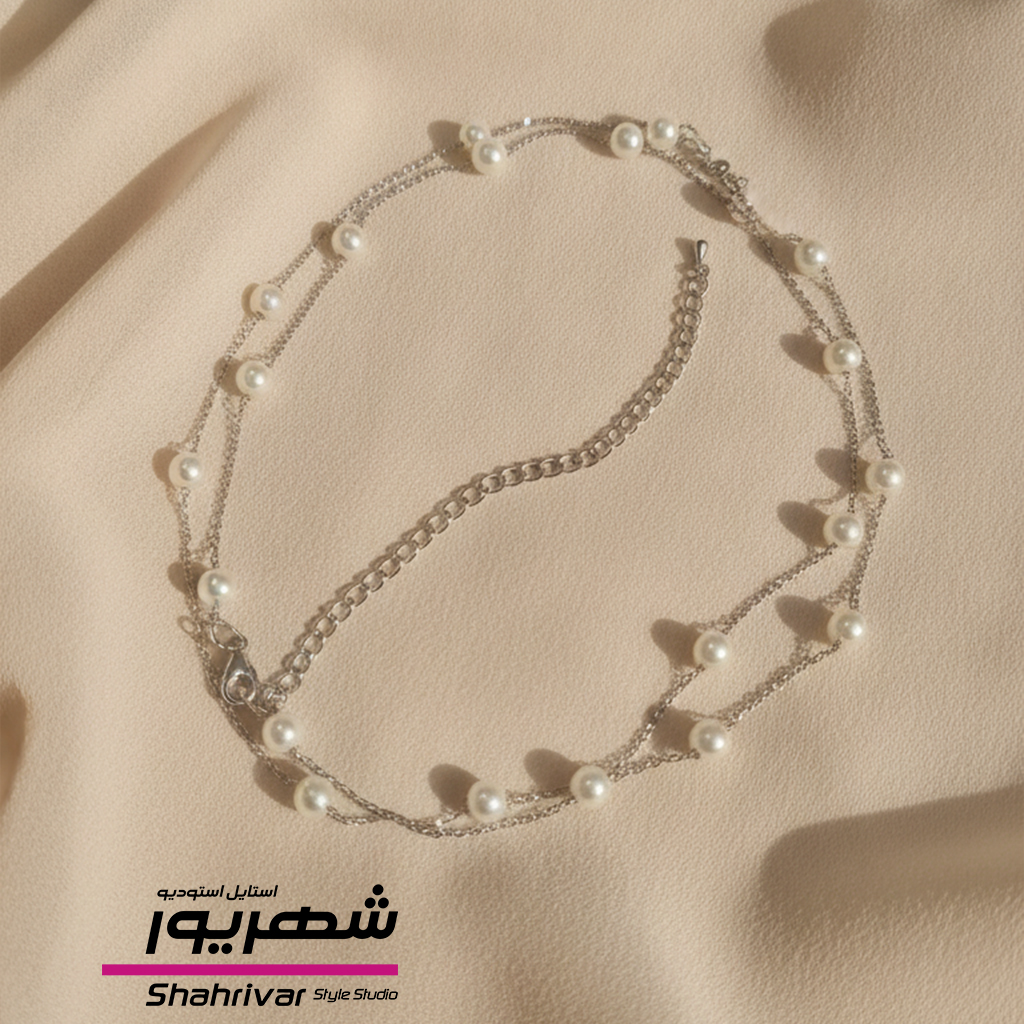 گارتر و رانبند نقره ای استیل زنانه جواهری مدل زنجیری